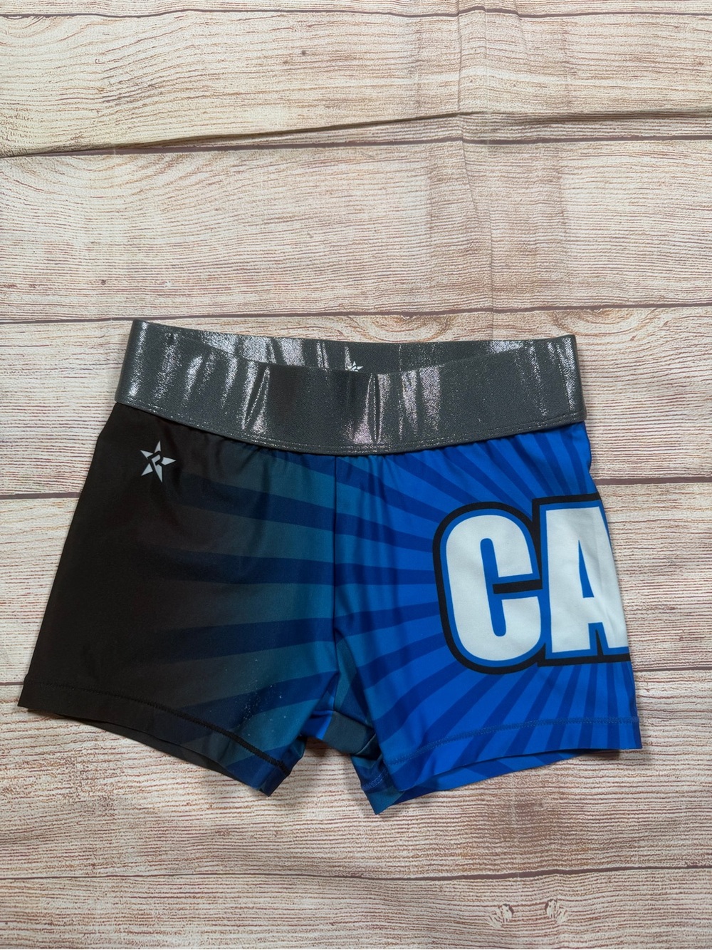 Rebel Athletic Cali Blue & Black Athletic Shorts with Metallic Waistband‎